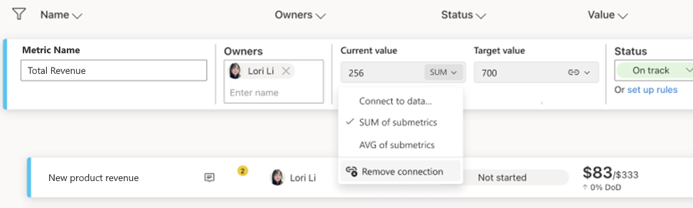 power bi scorecard metric