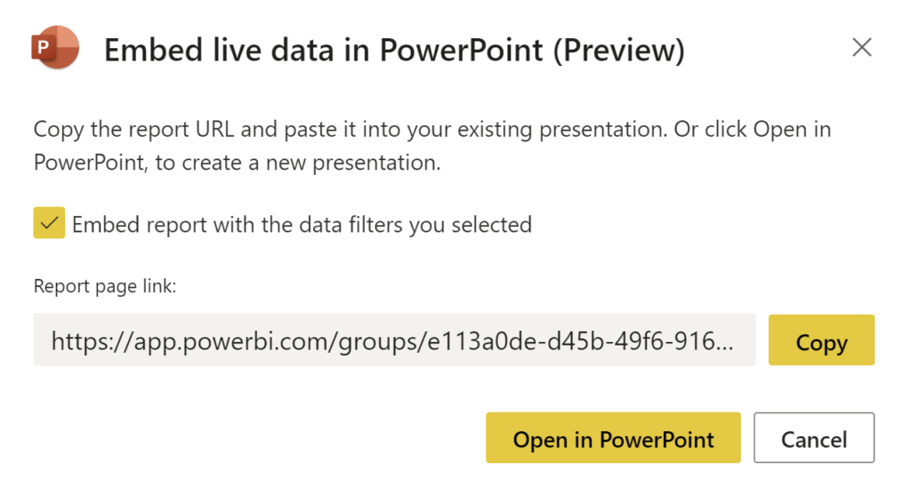 url power bi report powerpoint