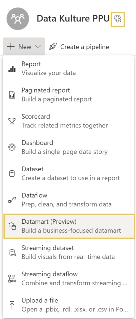 power bi datamart 