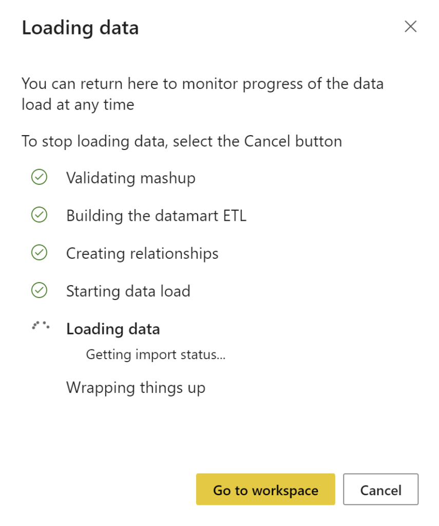 power bi datamart chargement source