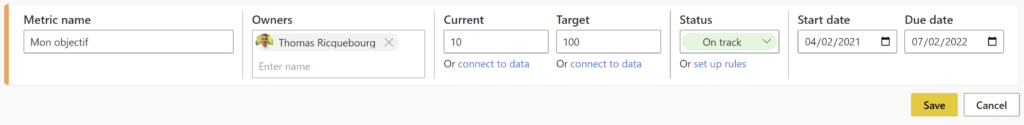 power bi scorecard creation metric