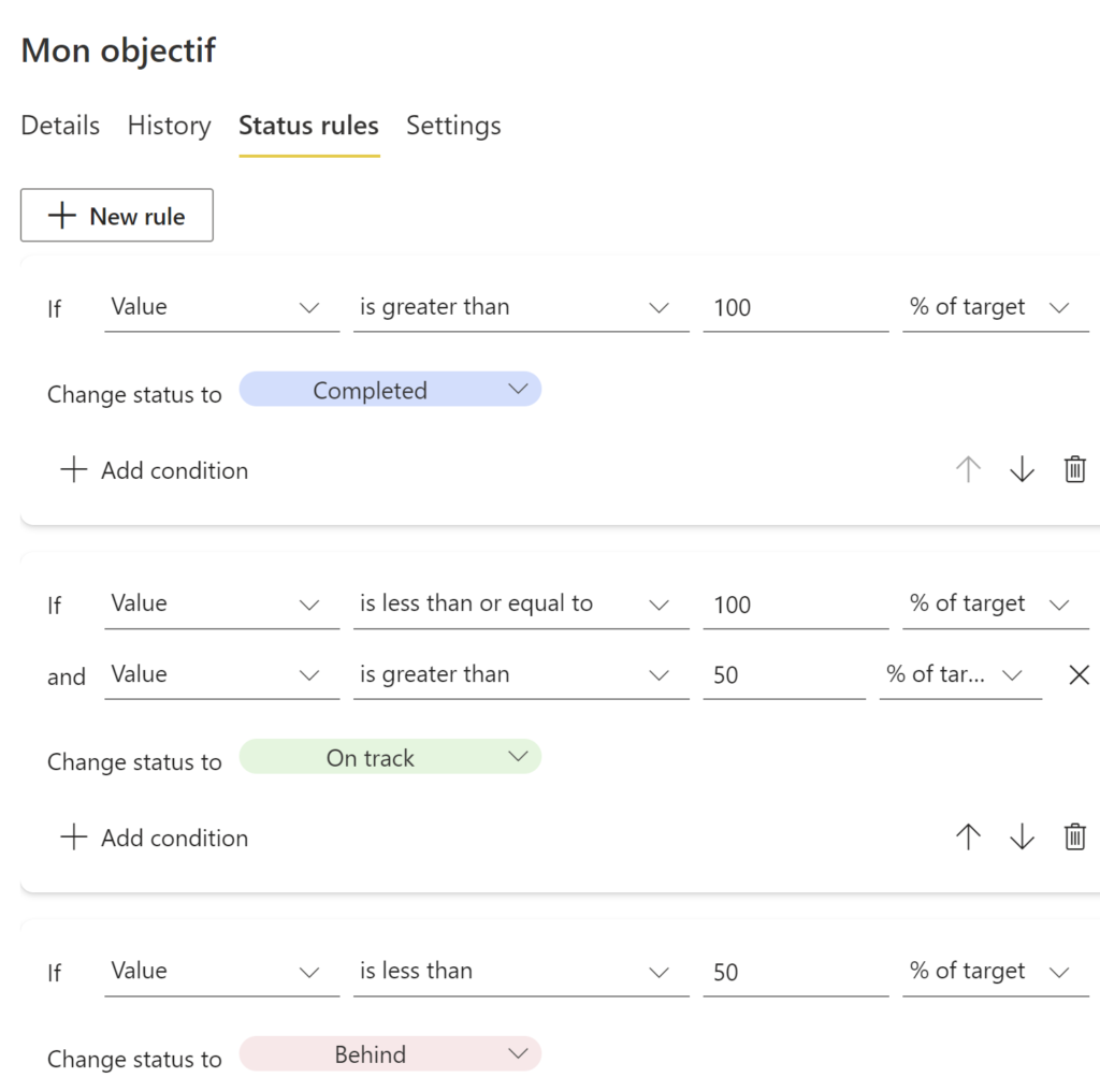 power bi scorecard regle